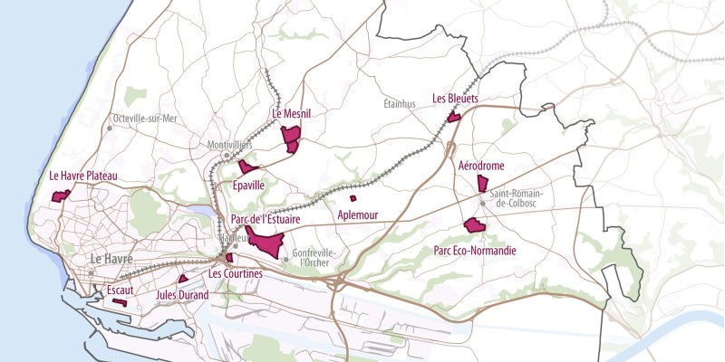 Les zones d'activité économique (ZAE) dans la Communauté urbaine du Havre