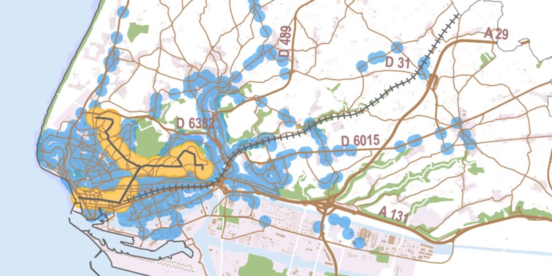 Les transports collectifs dans la Communauté urbaine du Havre : aires d'influence